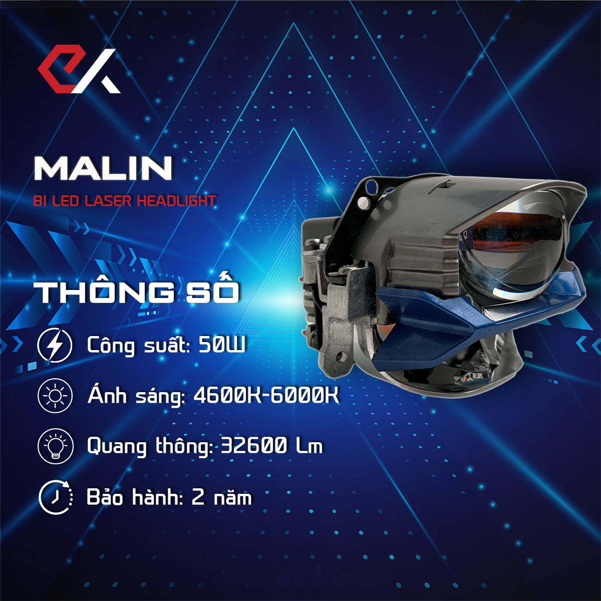 Đèn tăng sáng bi led laser cho ô tô Malin