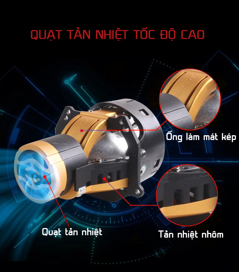 Đèn Pluton bi led laser tăng sáng cho xe ô tô